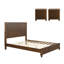 Ensemble de chambre à coucher 3 pièces avec un grand lit et 2 tables de chevet, brun noyer-244436109