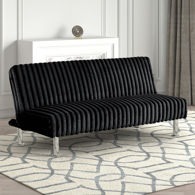 Pieds en métal de style contemporain se transformant en lit avec pieds en métal de soutien supplémentaire, Noir