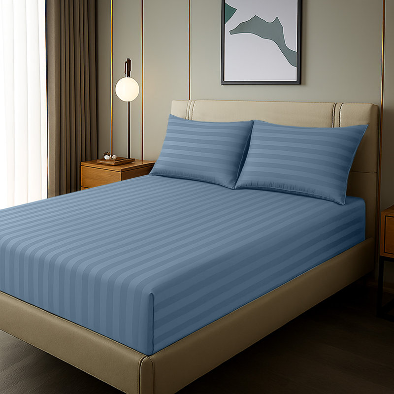 Microfiber Standard Fitted Sheet, Single (3'), Washed Blue