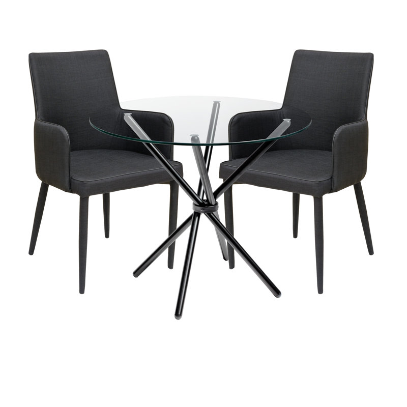 2 - Person Dining Set, Black, Charcoal