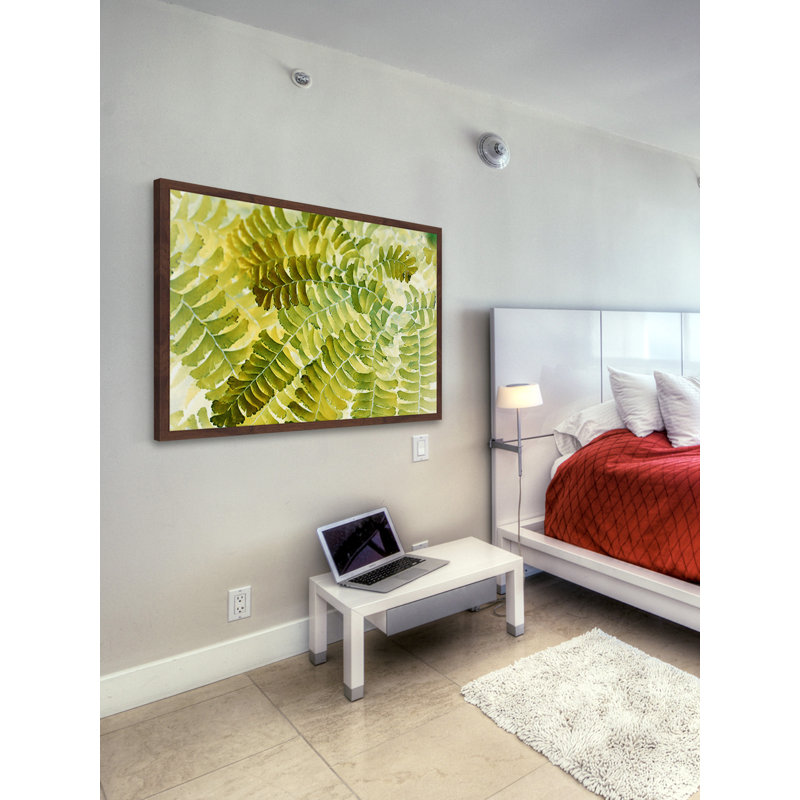 Green and Yellow Botanical Print on Canvas with Wooden Frame