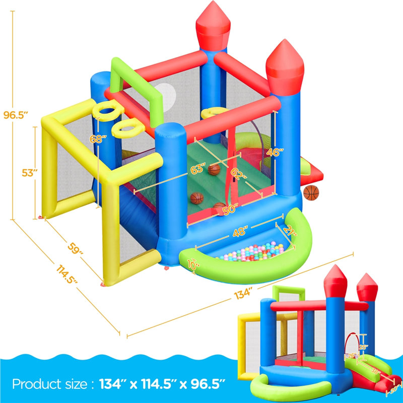 Yaheetech Multicolor Inflatable Bounce House with Slide