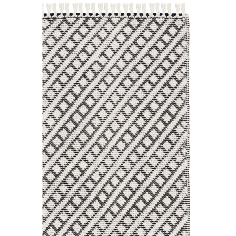 Barrington Ivory/Black Hand Tufted Wool/Cotton/Rug, Runner 2'3" x 10'