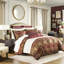 Brown Comforter , 4 Pieces, Queen Size, Enhanced Durability, - , Decorative Wadding In Sham Design Satin Look