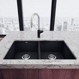 Precis SILGRANIT 29" L X 18.13'' W Double Bowl Undermount Kitchen Sink