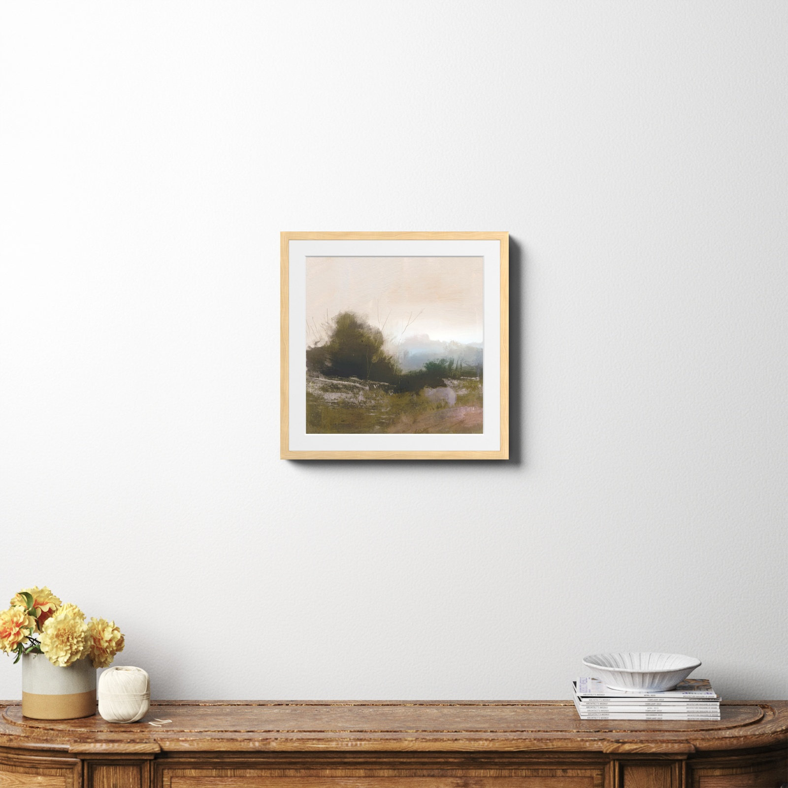 Spring Farm by Dan Hobday Art, Yes, Natural Framed Paper, 20" H x 20" W x 0.75" D