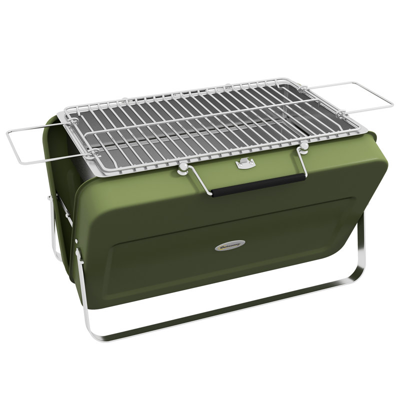 Outsunny 47cm W Portable Charcoal Grill, Green