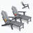 Folding HDPE Adirondack Chair with Retractable Ottoman (Grey)-476910861