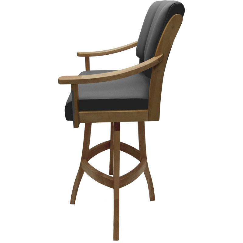 Tabouret de bar en cuir massif très grand en cuir - siège de 34 po, Siège gris / base brune