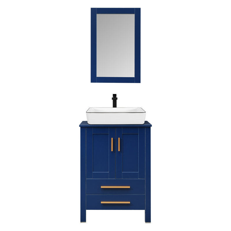 24 po X P 20 po P 32 po Meuble-lavabo H en bleu avec plateau en bleu