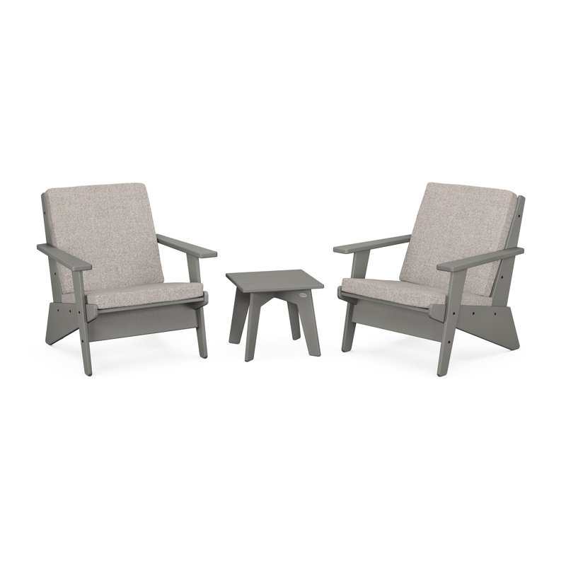 Riviera Modern Lounge 3-Piece Set, Weathered Tweed, Slate Grey