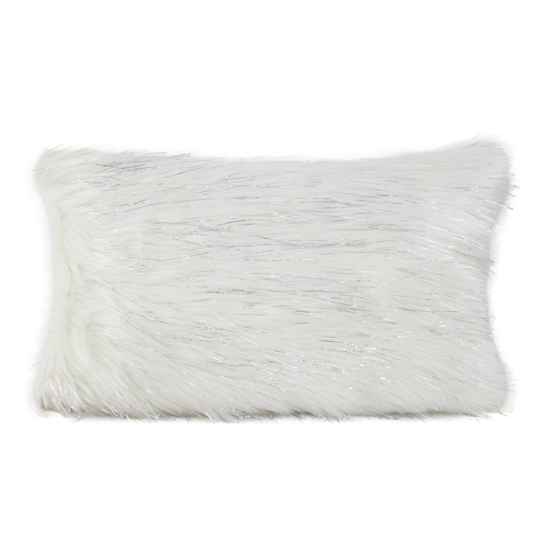 Faux Fur Throw Pillow, White