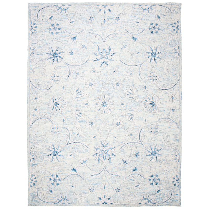 Dasheil Hand Tufted Wool And Cotton With Latex Floral Rug, Rectangle 5' x 8'