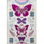 Tapis décoratif moderne mauve à motif de papillons et de fleurs-912624933