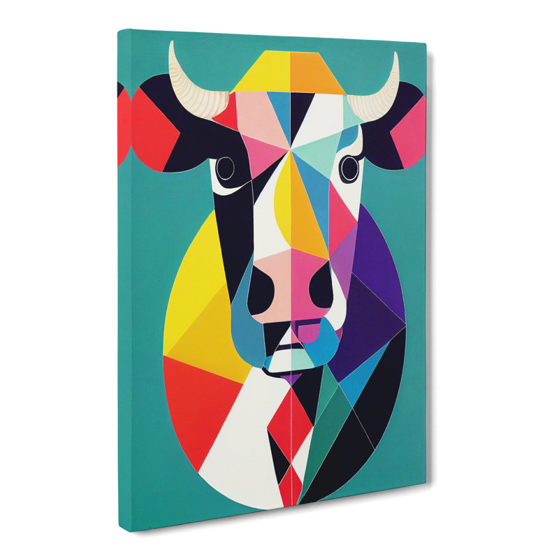 Cow Geometric - Wrapped Canvas, 50cm H x 35cm W x 3cm D