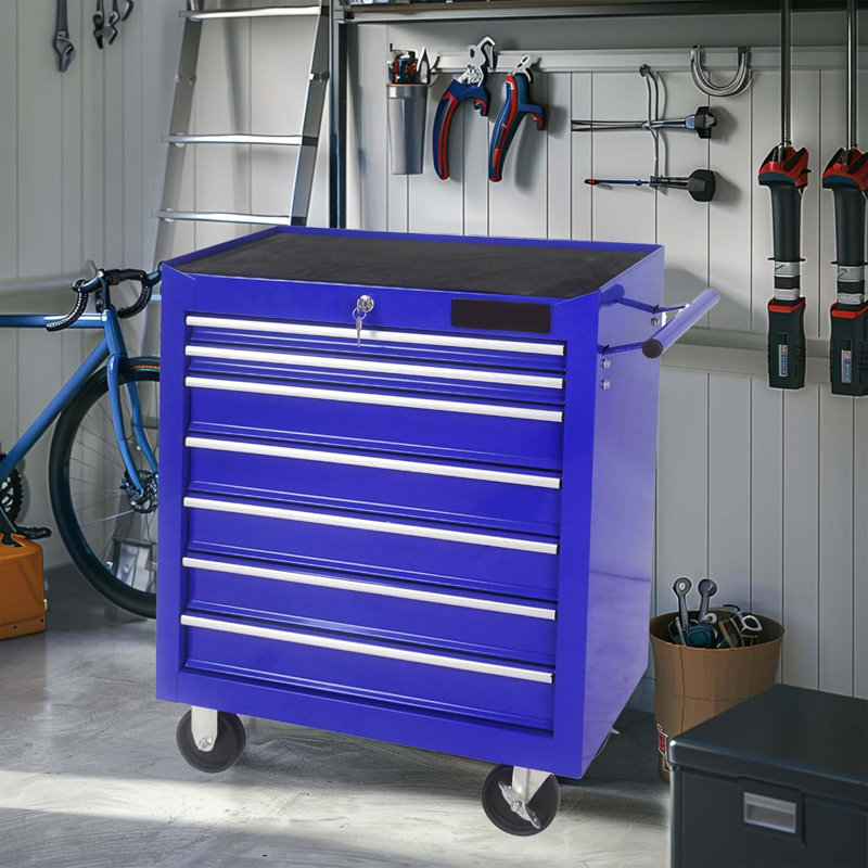 7 Drawer Lockable Rolling Tool Chest, Multi-functional Storage Cabinet