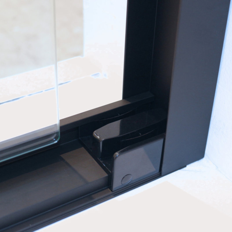 56-60"W X 75"H Double Sliding Shower Door, Aluminium Alloy Frame In Matte Black, 1/4" (6Mm) Thick SGCC Tempered Clear Glass.