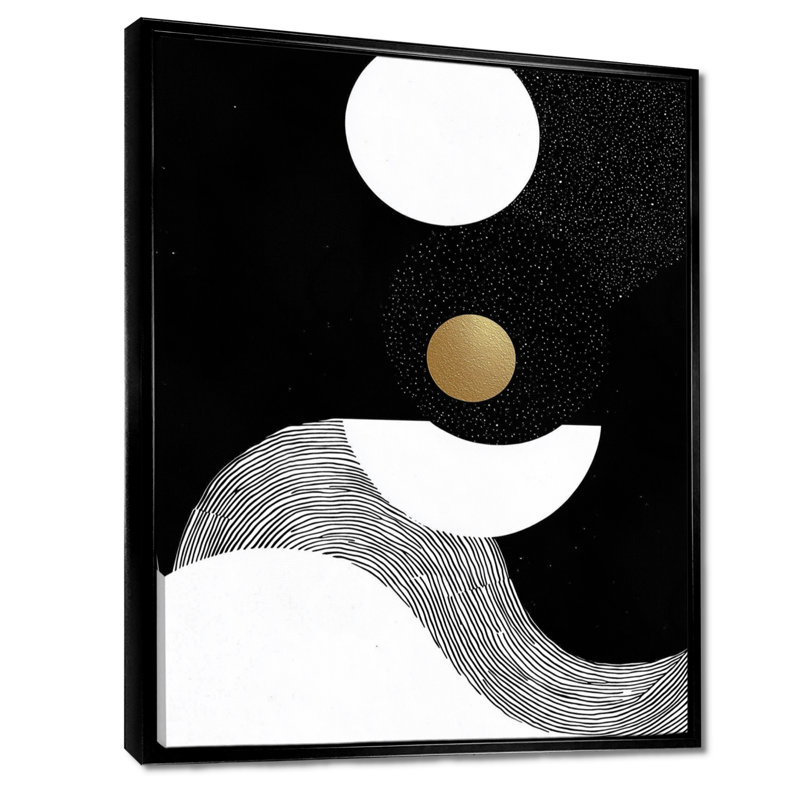 Whately - Abstract Canvas Art Print, Noir, Impression encadrée flottante, H 20 po x l 12 po