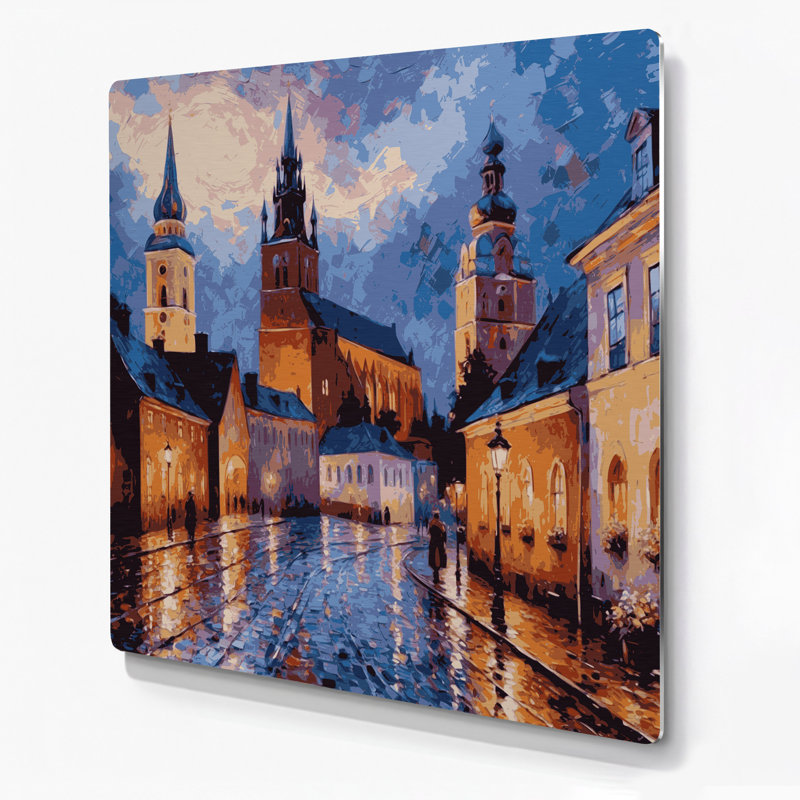 Art mural en métal villes de Tallinn, Estonia, 32" H x 32" W