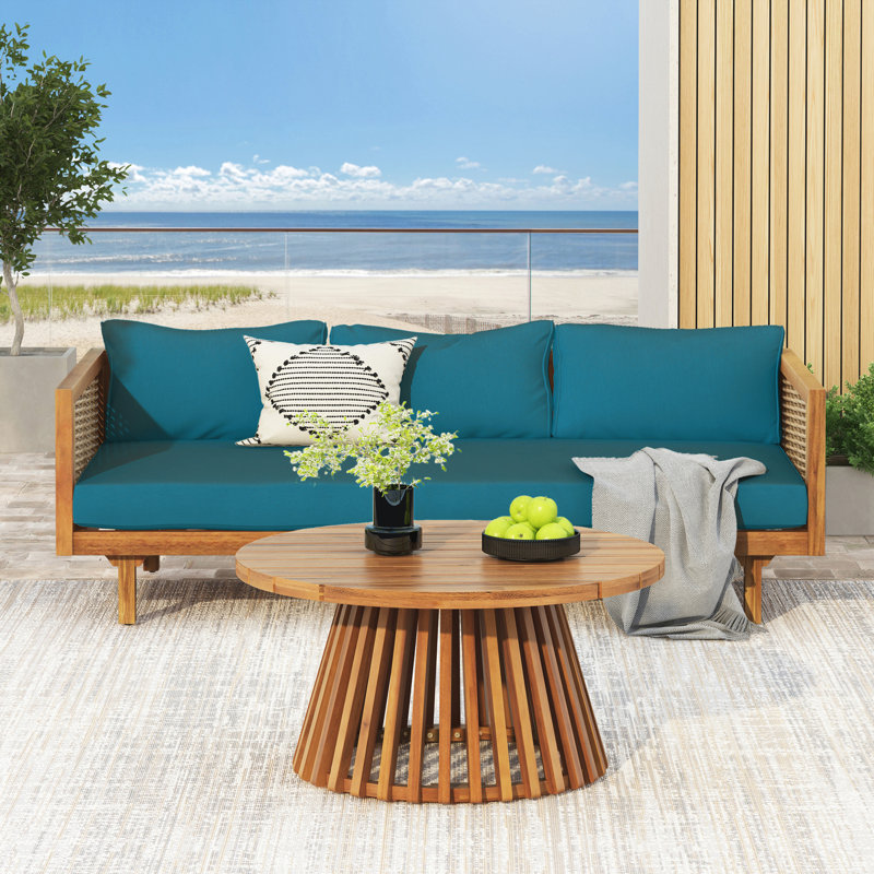 Wicker Patio Furniture Set, Teal, Teak