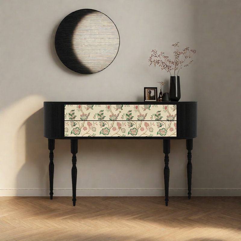 Console rétro avec 2 tiroirs, H 35,43 po x l 55,12 po x P 11,81 po