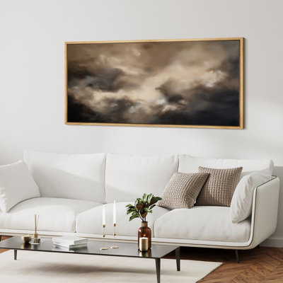 Dark Brown Abstract Strokes Effect - Oversized Framed Wall Decorations Canvas Print