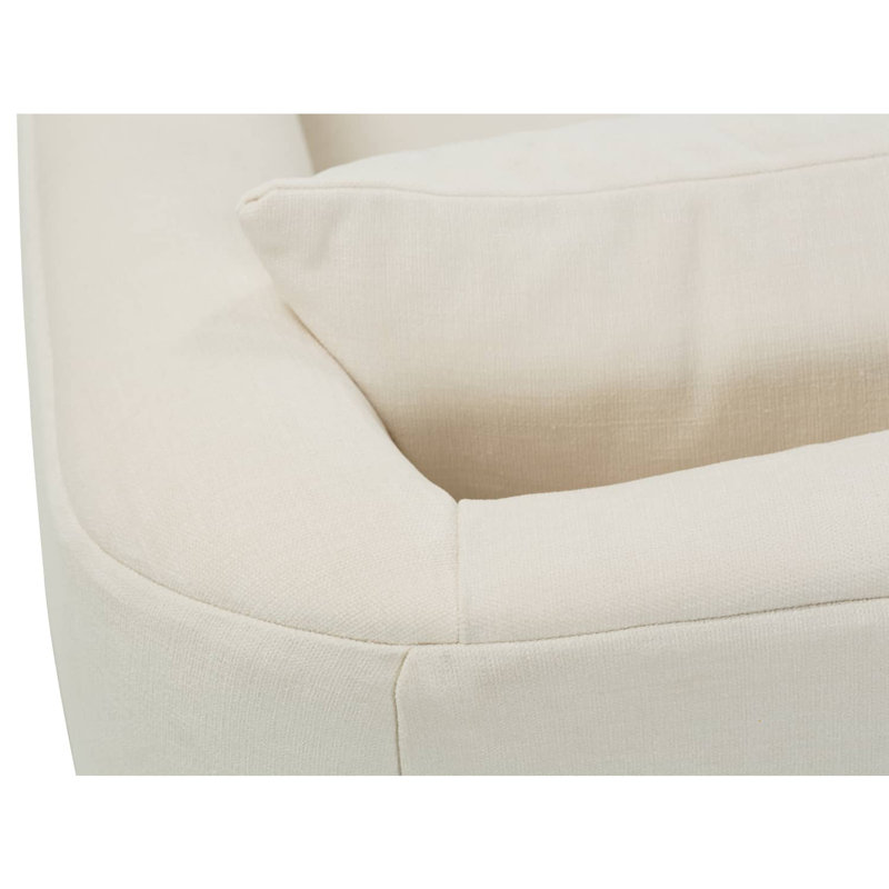 Kyndel Bench Cushion Sofa, Bone White Performance Velvet (BF100-43), Washed Oak, 30" H x 96" W x 40" D