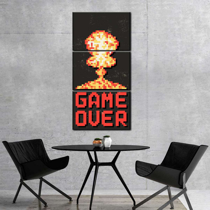 " Video Game Over Multi Piece Canvas Print " by Logic Nerds 3 - Pieces, 27" H x 12" W x 1" D