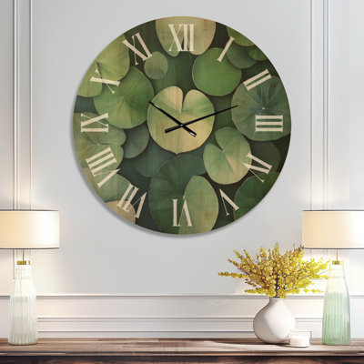 Soft Sage Lily Pads - Zen Wall Clock, Wood Print