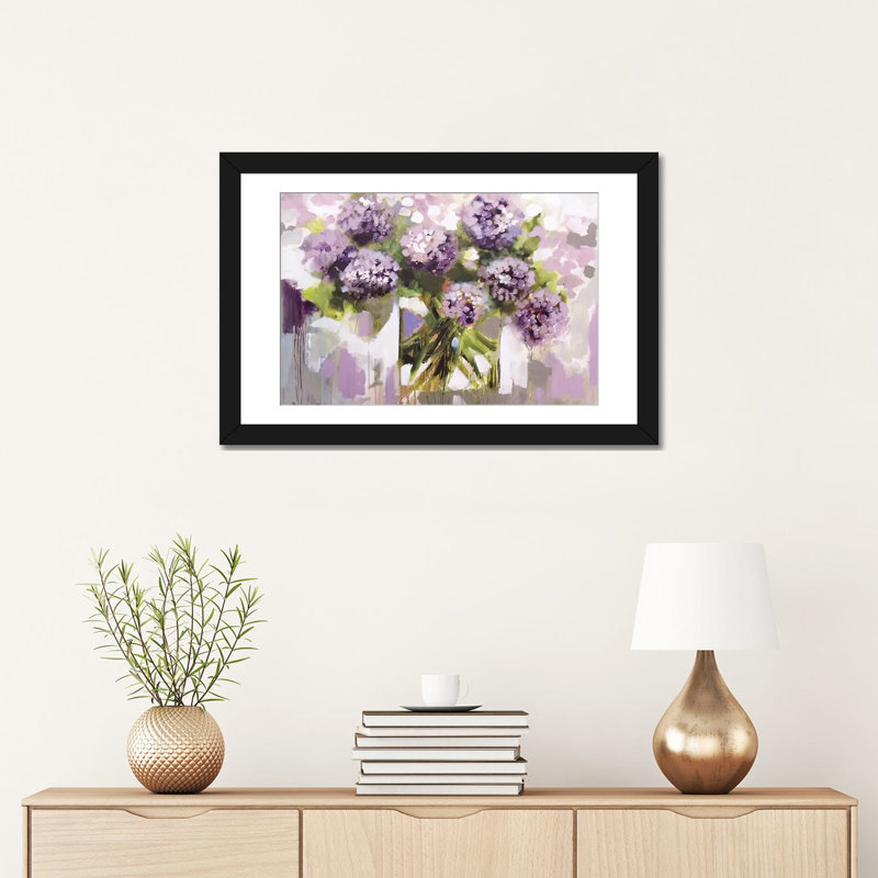 « rosé hortensia », impression sur toile, Papier d'art encadré noir, H 16 po x l 24 po x P 1 po, Blanc