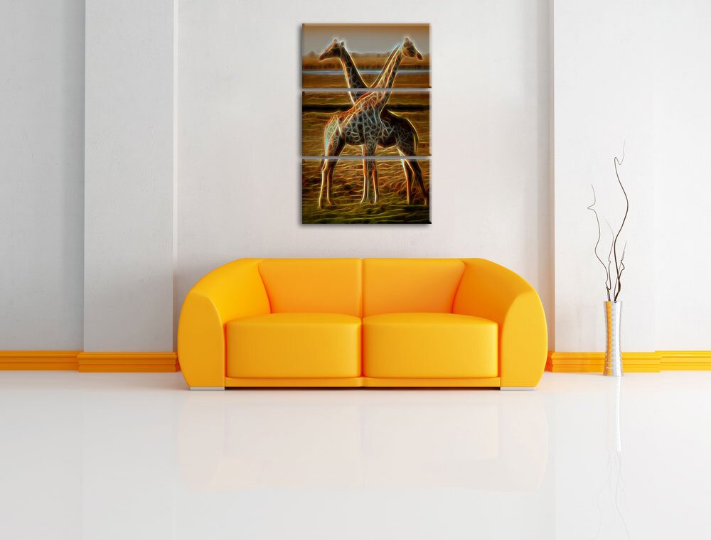 3-tlg. Leinwandbilder-Set „Giraffen Liebe New Art“, Grafikdruck