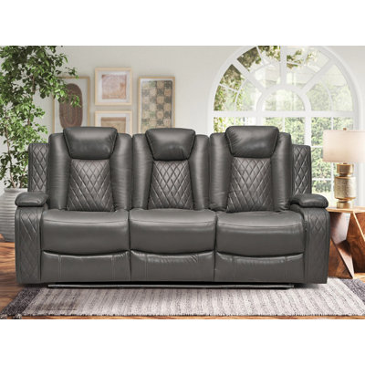 Nahin 84.6'' Faux Leather Power Reclining Sofa