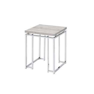 Cambridgeport Square End Table with Wooden Top & Sled Base