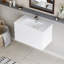 Meuble-lavabo 36 po avec tiroirs à fermeture en douceur, lavabo moderne en résine blanc brillant et lavabo flottant Graceful Aesthétique