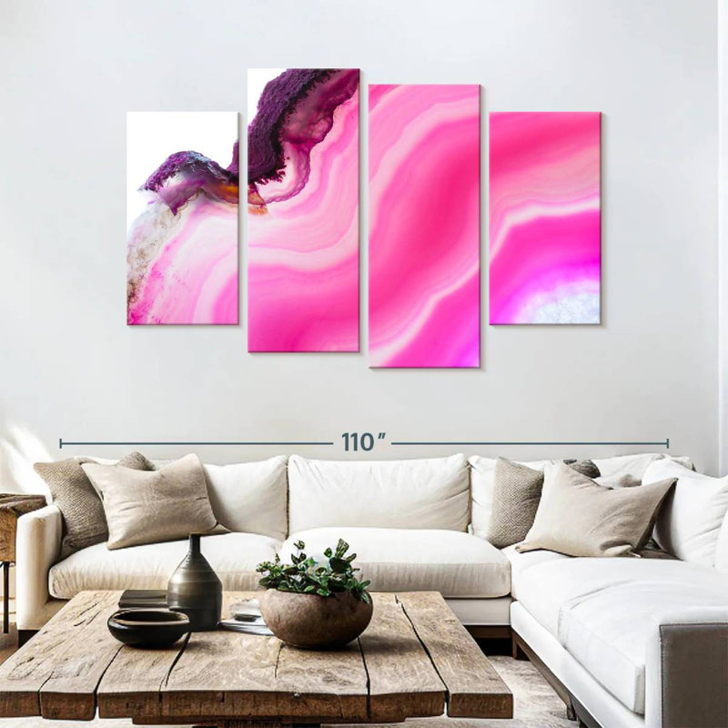 Avery magenta abstrait, H 54 po x l 84 po