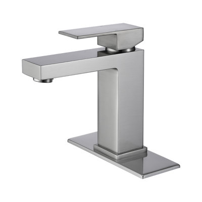 Robinet pour salle de bain à poignée simple, nickel brossé