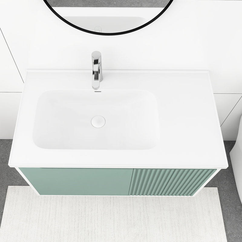 Meuble-lavabo simple 35,6 po avec plateau en céramique Ikraa