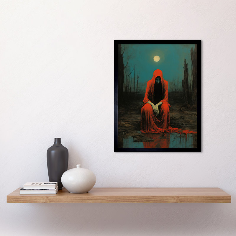 Charon in Red Cloak Beksinski Inspired Conceptual 1 Piece Single Picture Frame Wall Art