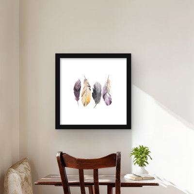 Bohemian Feather Set - Framed Matted Print for Home Decor