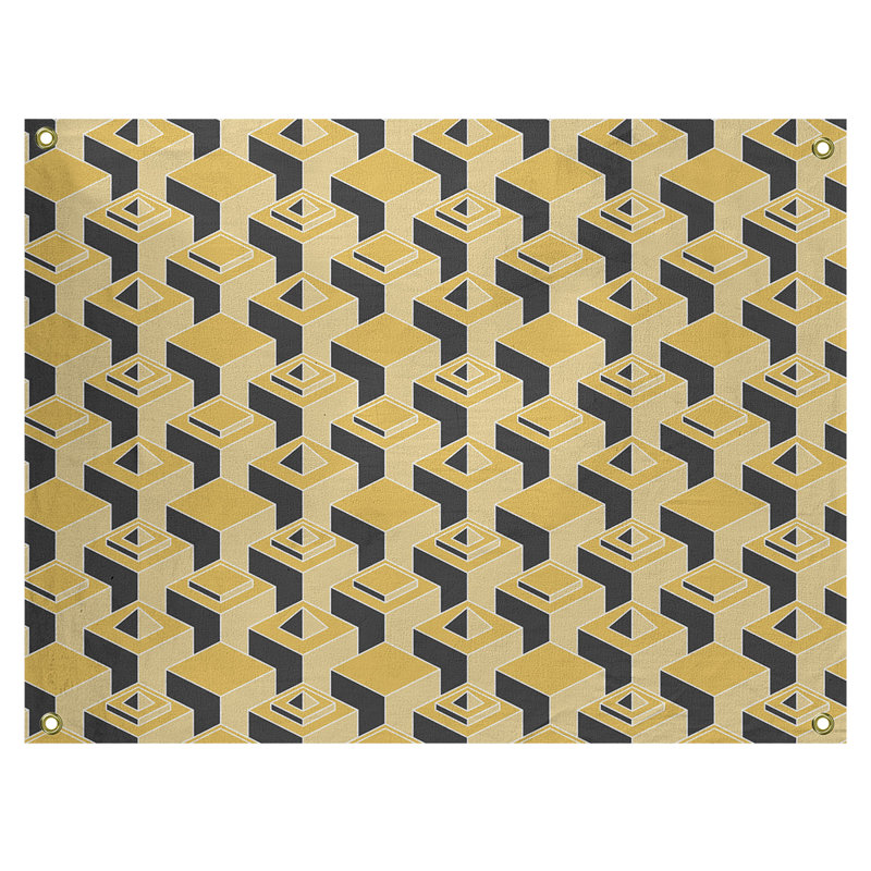 Tapisserie, H 26 po x l 36 po, Jaune / noir