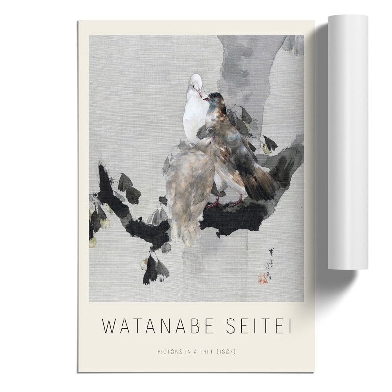 Pigeons In A Tree by Watanabe Seitei - No Frame Print, 59cm H x 42cm W x 0.1cm D