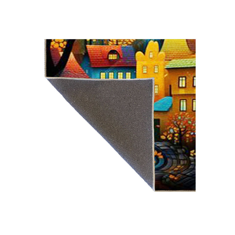 Tapis multicolore à motif de route et de maisons moderne lavable à la machine, Tapis de couloir 3 pi 3 po x 9 pi 10 po