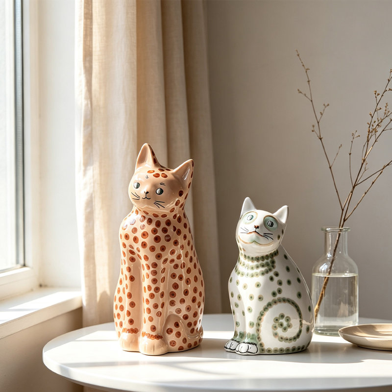 Picture Color Cat Ceramic Decorative Object