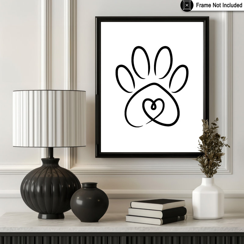 Dog Paw Line Art, Unframed, Poster, 08"H x 10"W