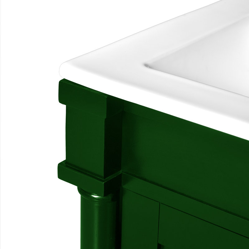 Meuble-lavabo l 18 po x P 16 po avec comptoir en céramique blanche et lavabo blanc, Vert