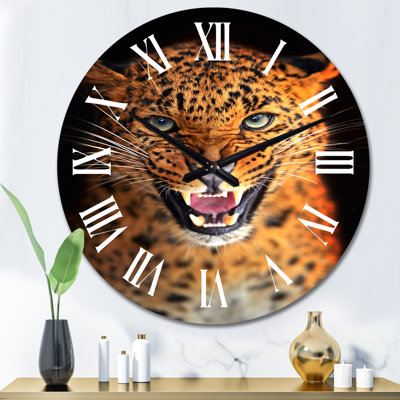 Portrait d'un léopard V - Horloge murale traditionnelle