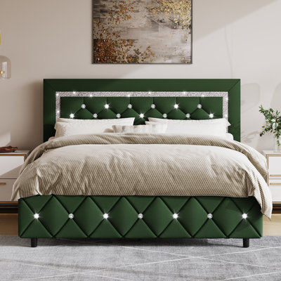 Alber Faux Leather Diamond Tufted Platform Bed - Headboard Included