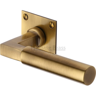 Heritage Brass Heritage Door Handle Lever Latch on Square Rose Bauhaus Design
