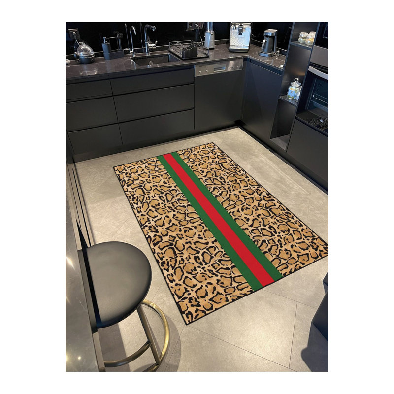 Tapis décoratif géométrique lavable moderne, Sous-tapis carré 3 pi 3 po inclus