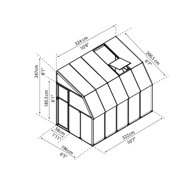 Rion 6.5 Ft W x 10.5 Ft D Greenhouse